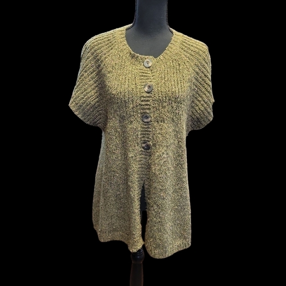 Charter Club Green  Babydoll Cardigan 78% Acrylic, 18% poly, 4% wool Y2K - Picture 9 of 10